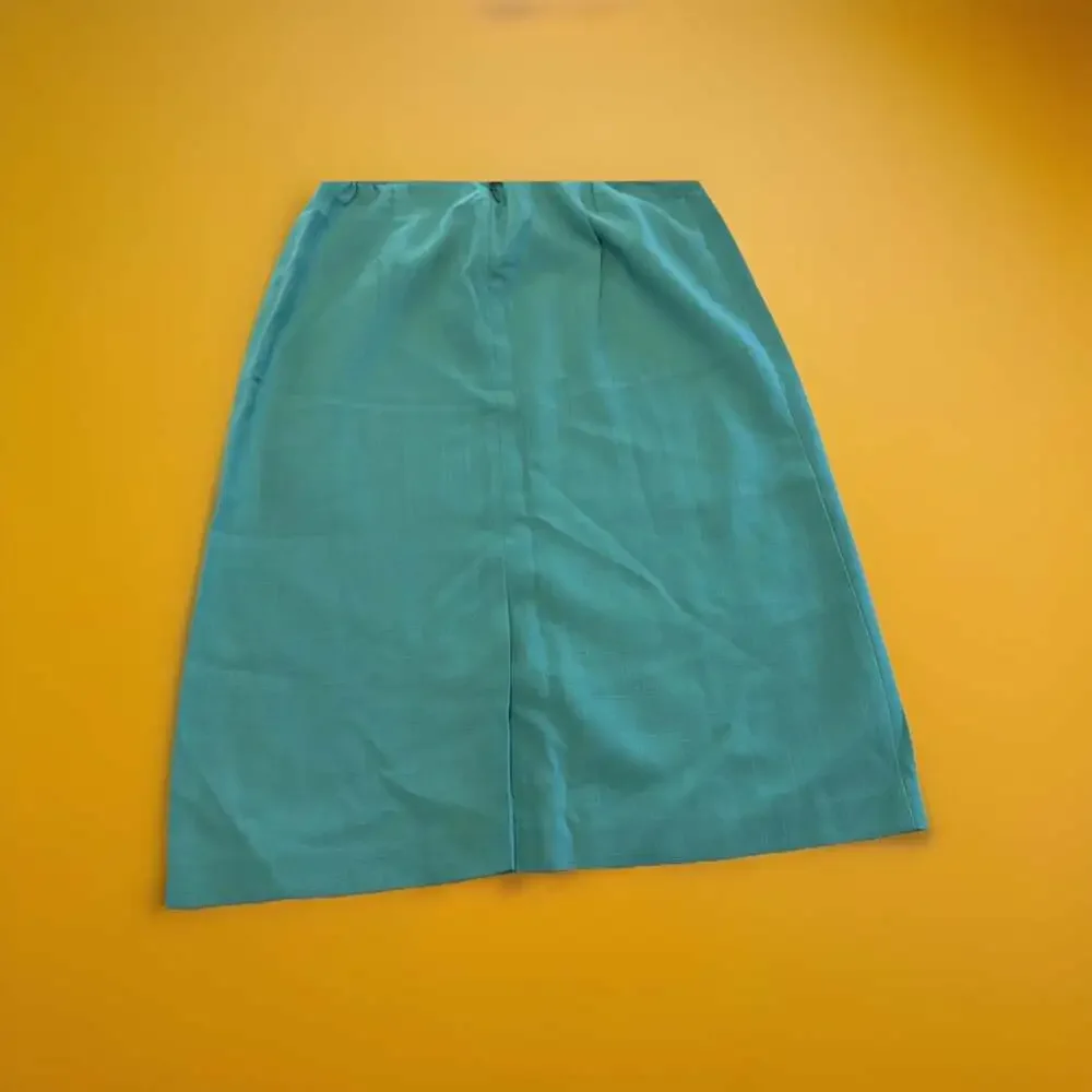 Vintage Tan Jay Green Knee Length Skirt Kick Pleat Garden Party Spring 14-26/28